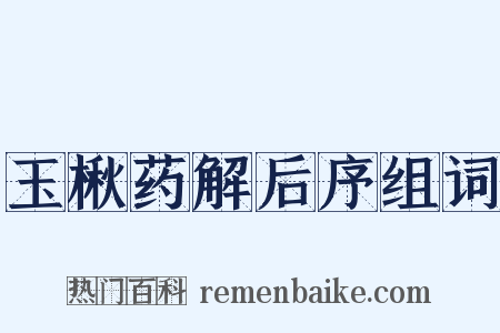 玉楸药解后序组词是什么意思的图片